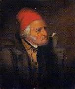 Cornelius Krieghoff 'Man With Red Hat and Pipe' oil on canvas